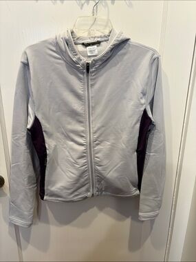 Moving Comfort Light Gray Zip Hoodie with Deep Purple Side Panels BN105